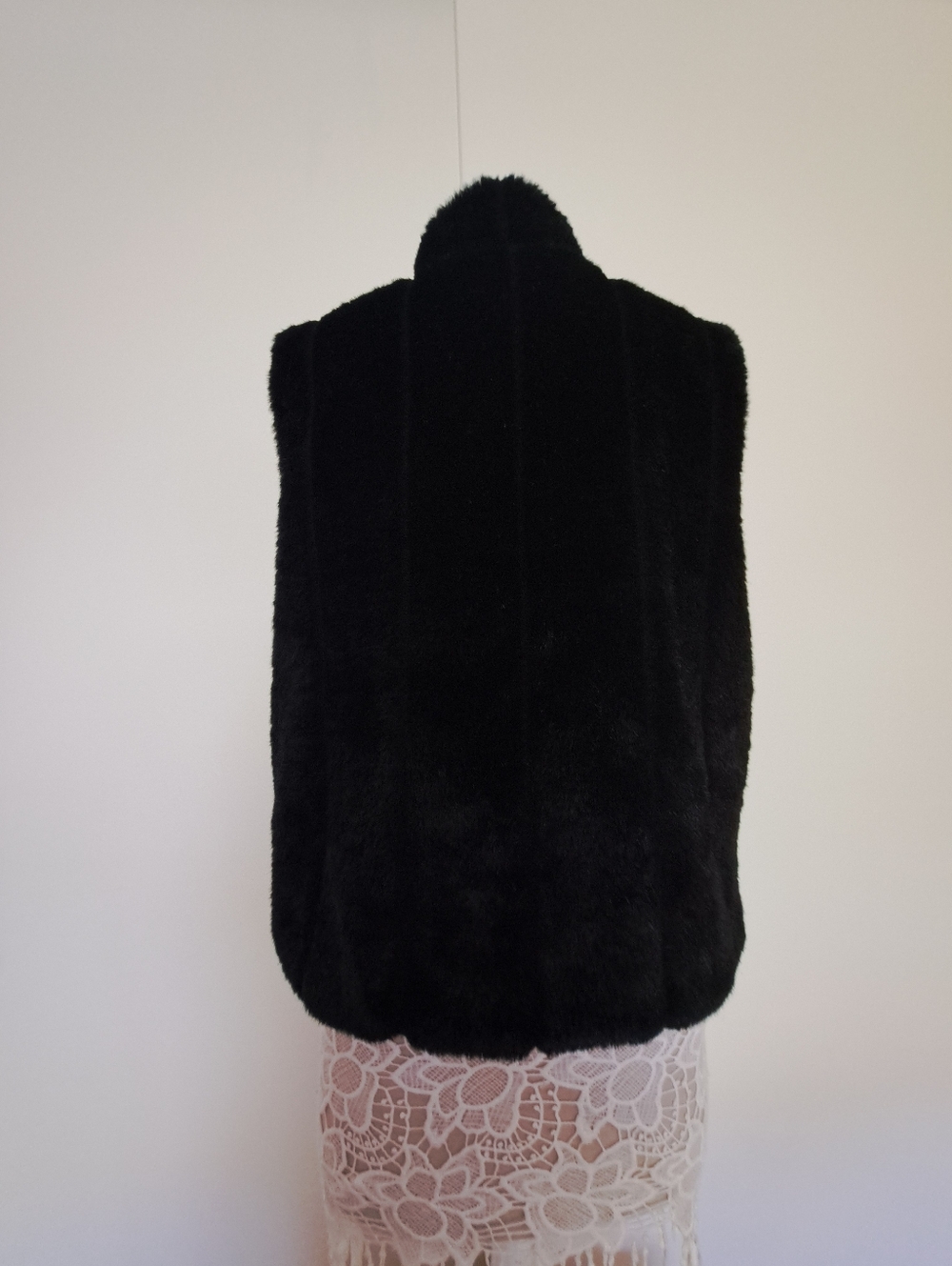 Black Faux Fur Vest - Women Jackets & Coats - Picture 3 of 9